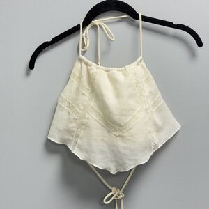 Victoria’s Secret Ivory Lace Bikini Halter Crop Top Padded S/P Romantic Y2K